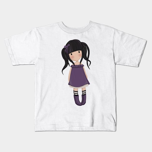 Dolly Girl In Purple Kids T-Shirt by valentinahramov